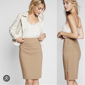 EXPRESS: Women's Midi Pencil Skirt with Gold Tone Full Side Zipper